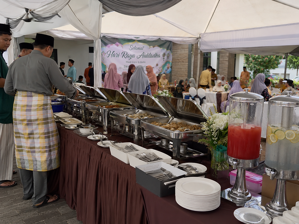 Dining and buffet table setup for Raya Haji open house