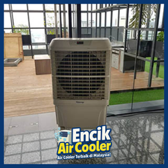 Premium wedding cooling setup with tower air coolers beside banquet tables