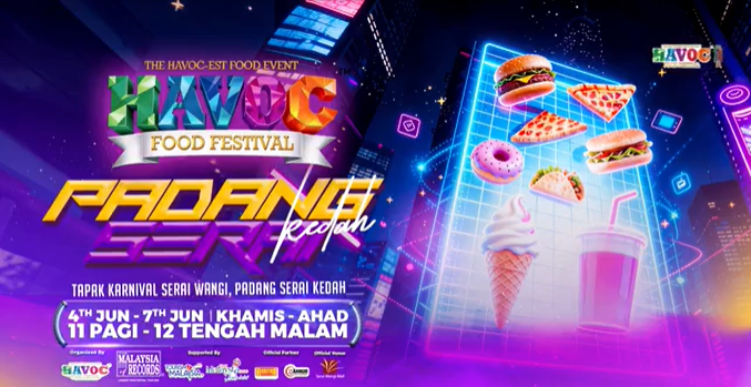 Outdoor food festival in Kedah with visitors and vendor booths