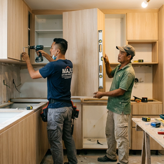 Stainless steel kitchen cabinet installed in a wet kitchen for better durability.