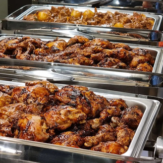 Team celebrating farewell with buffet catering in KL office