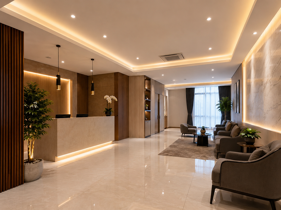 Plaster ceiling image showing a modern ceiling finish in a new house in Kajang.
