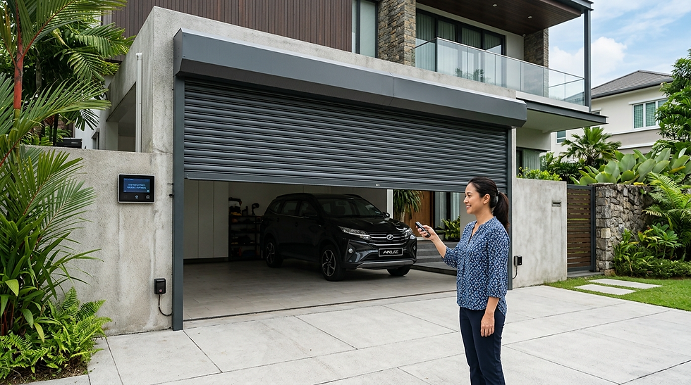 Modern automatic roller shutter door with smart safety features and remote control