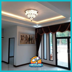 Siling plaster dengan pencahayaan pintar untuk suasana moden