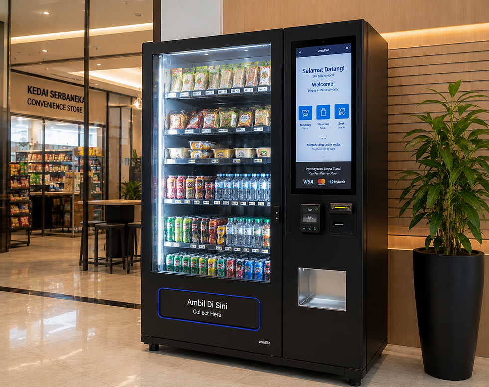 A combo vending machine for snacks and drinks in one unit.