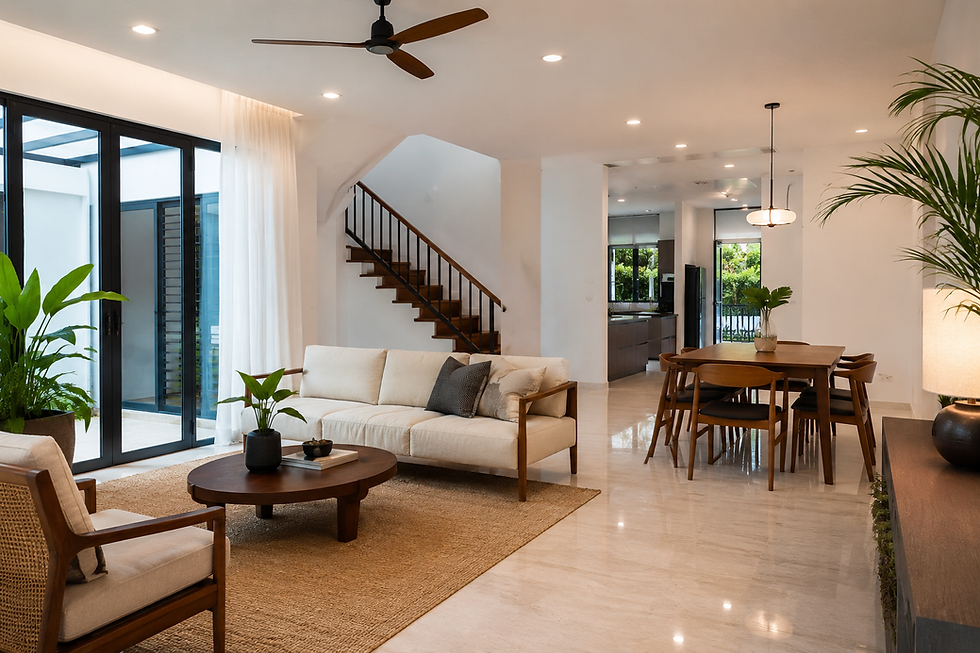 Living room plaster ceiling with an L box design for a modern home style in Kajang