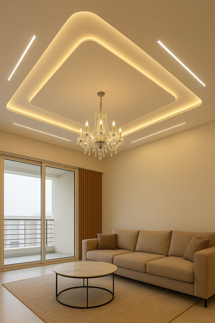 Sleek plaster ceiling lights over countertop area
