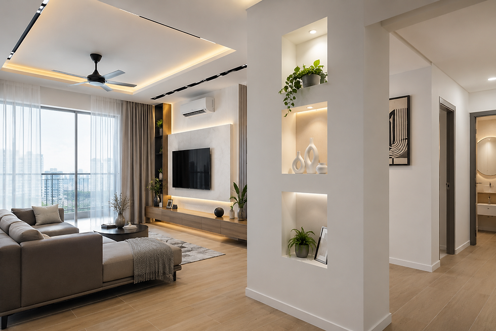Gypsum board partition wall for living room separation