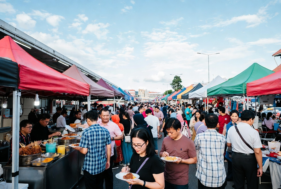 Tent rental in Taiping, Perak complete with tables and chairs.