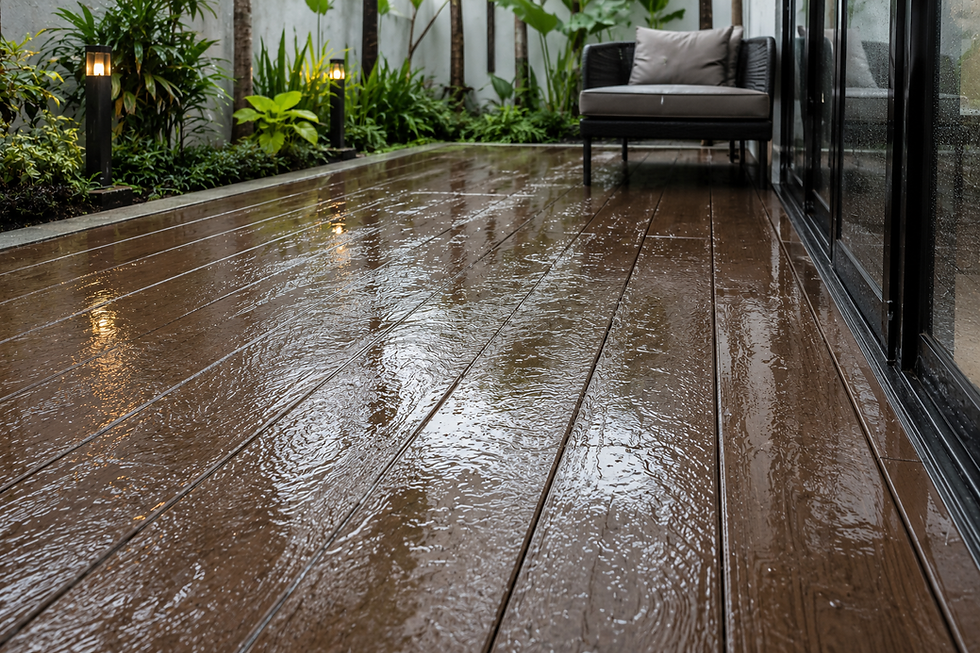 Composite decking kalis air untuk patio outdoor Malaysia