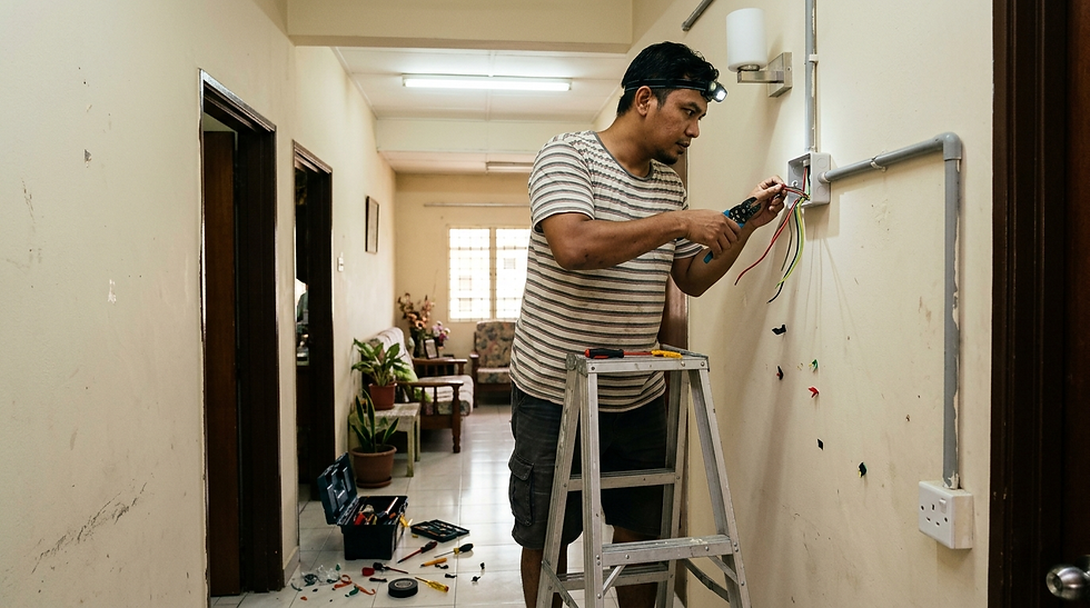 Ilustrasi cara buat wiring rumah dengan laluan conduit dan sambungan DB.