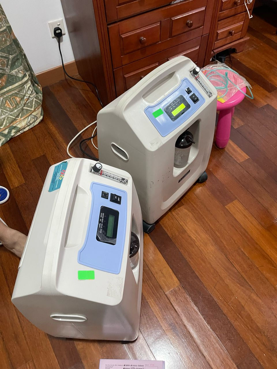 Portable oxygen machines are used by patients while traveling.