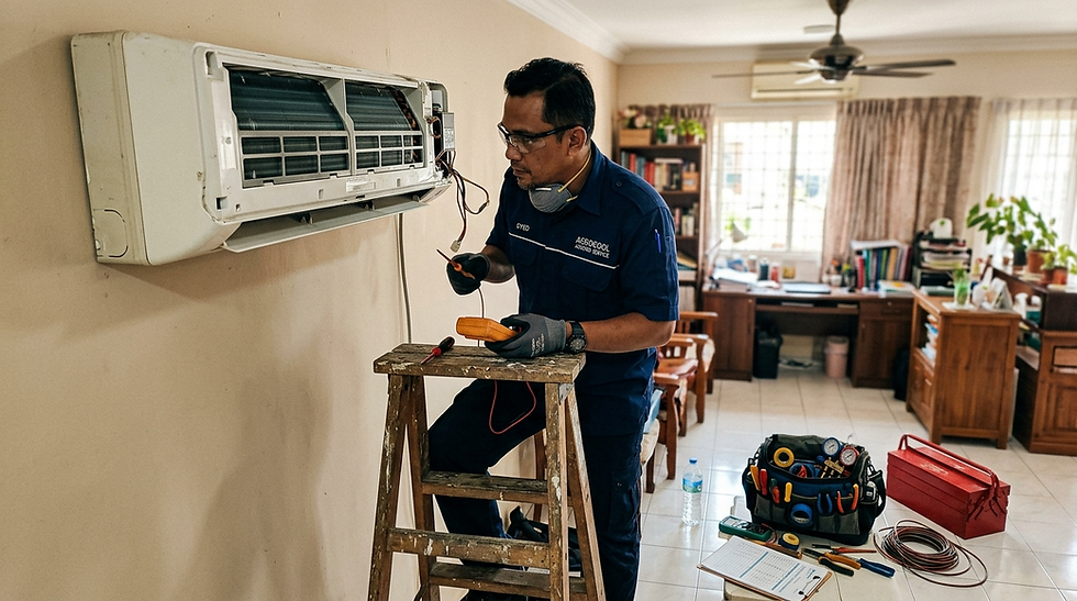 Water leaking from air conditioner onto apartment floor