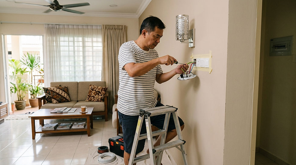 Contoh quotation wiring rumah menunjukkan kos bahan dan upah pemasangan.