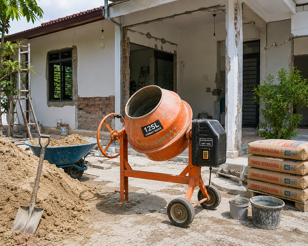 Concrete mixer price dipaparkan bersama model mesin untuk kegunaan tapak bina.