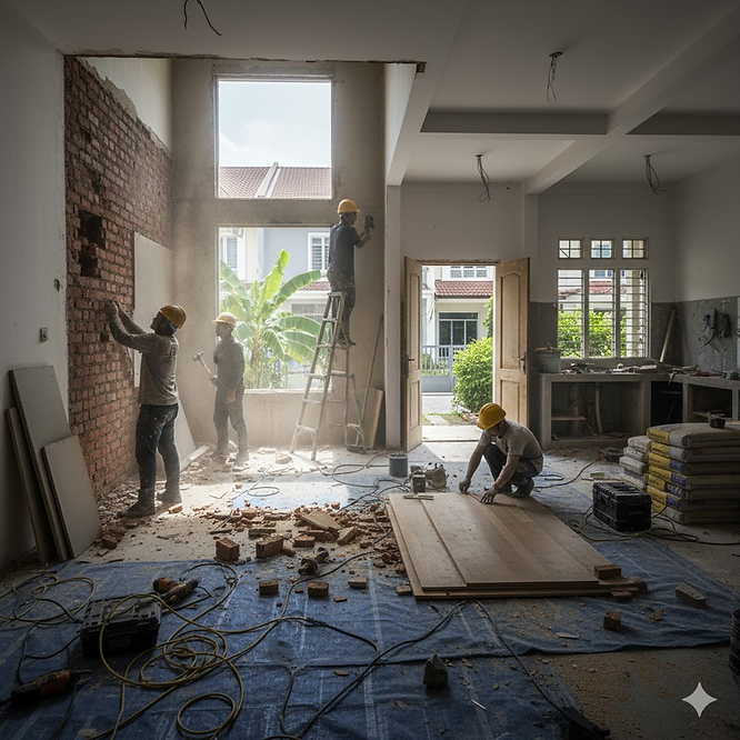 Pengubahsuaian rumah DIY di Malaysia menggunakan pengadun simen kecil
