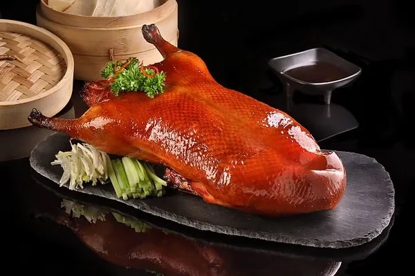 Halal Peking Duck served with pancakes and spring onions