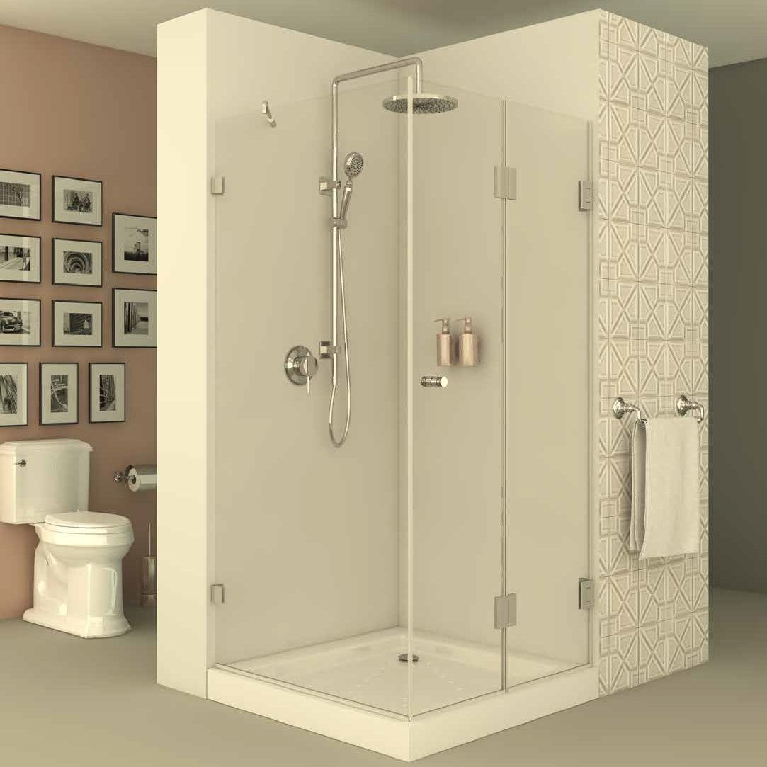 מקלחון פינתי דופן קבועה וצד שני הרמוניקה מתקפלת זכוכית 8 מ”מ