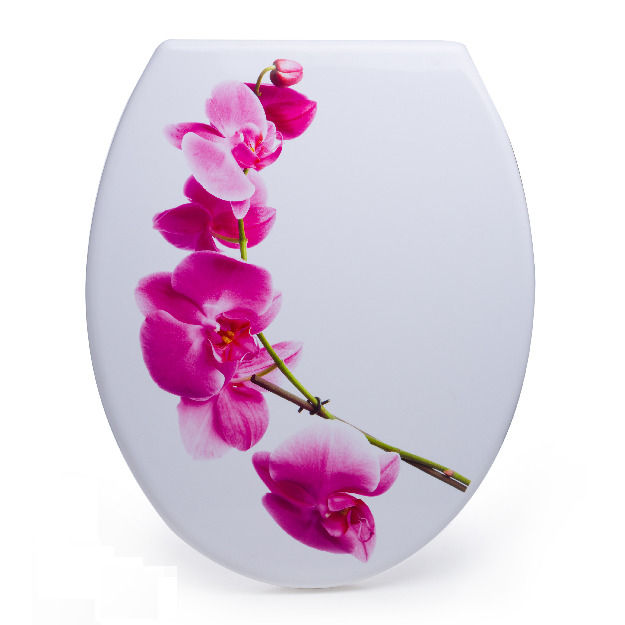 מושב אסלה מעוצב ציר נשלף דגם פרחים