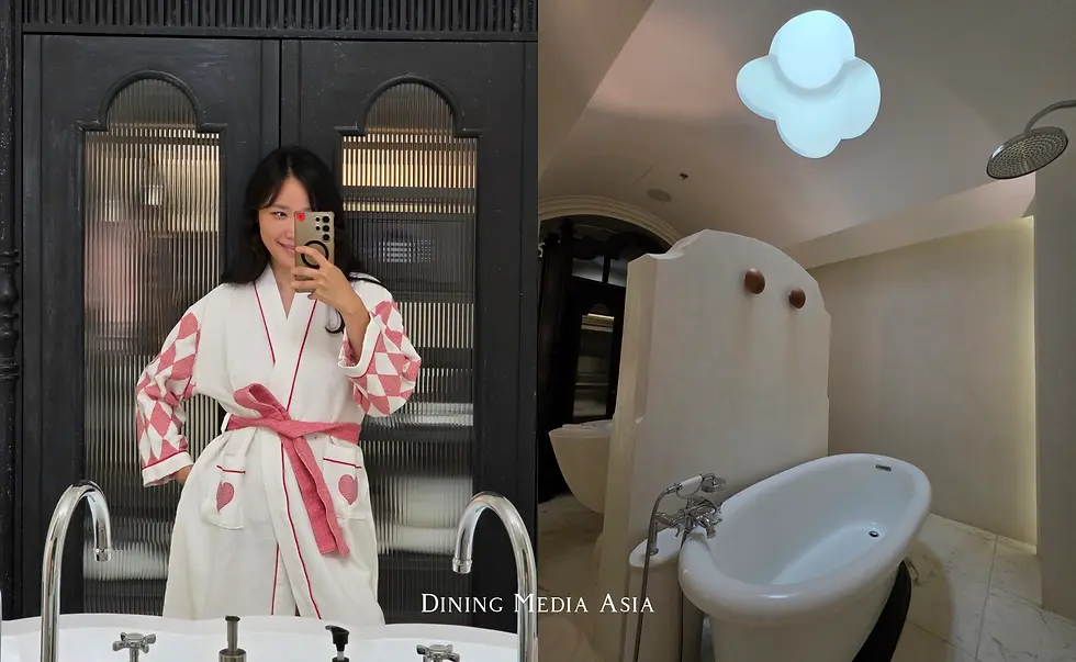 An Alice in Wonderland-inspired spa robe and bathroom