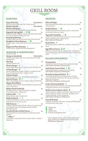 Spring 2024 Grill Room Menu