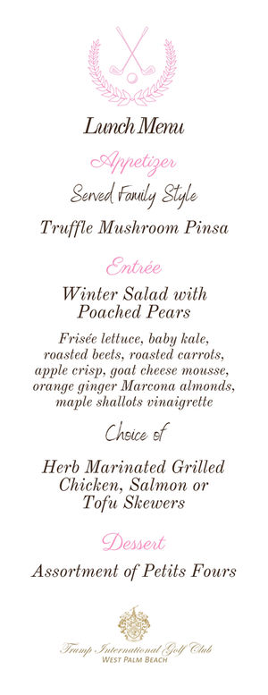 Ladies Championship Lunch Menu