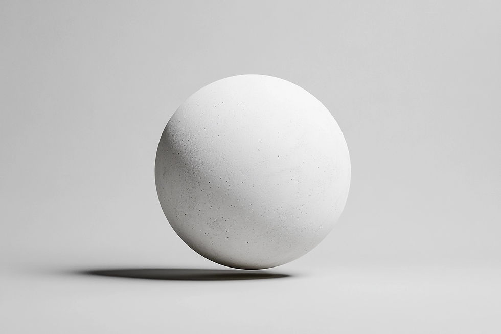 Studio02’s use of microcement — a sculptural sphere highlighting the material’s sleek, contemporary finish