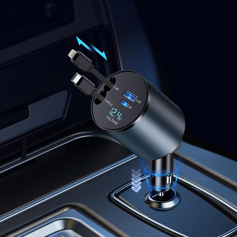 Thumbnail: TIKTOK SHOP Retractable Car Charger, 4 in 1 Fast Car Phone Charger 66W, Retracta