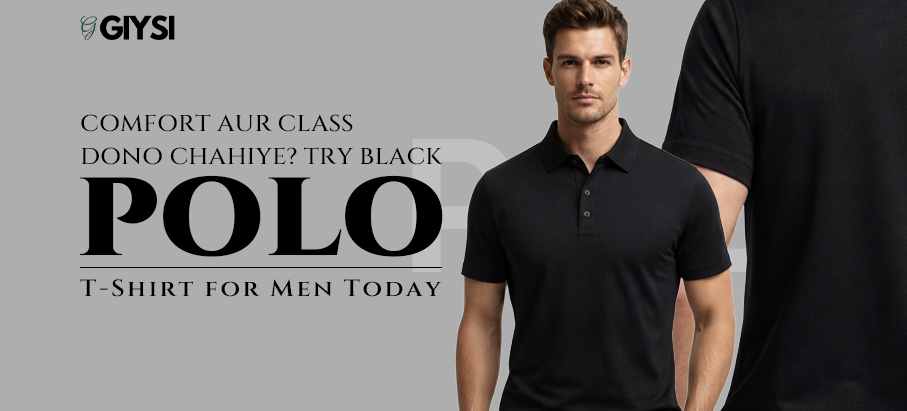 black cotton polo t shirts for men