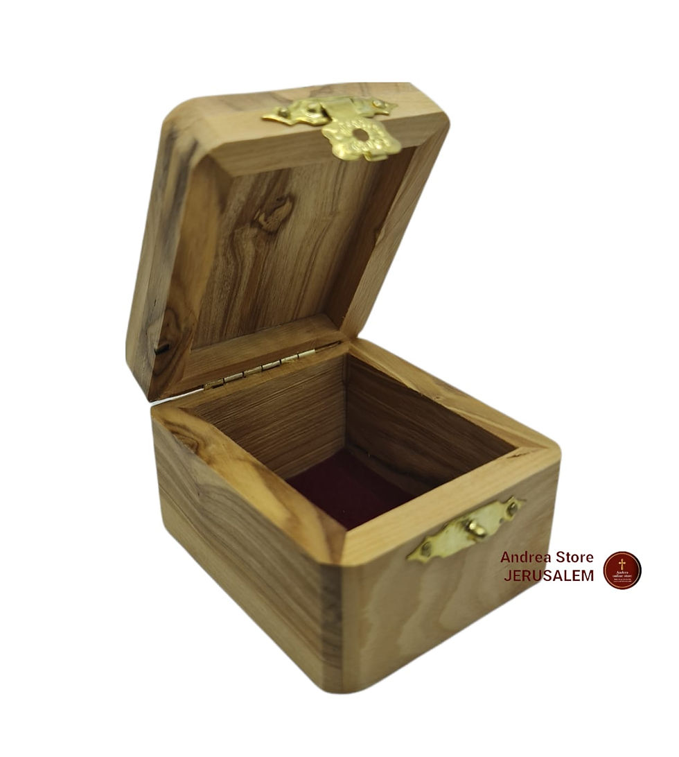 Thumbnail: rosary olive wood box size 5*7cm hand made in Holy Land nice gift hand carved