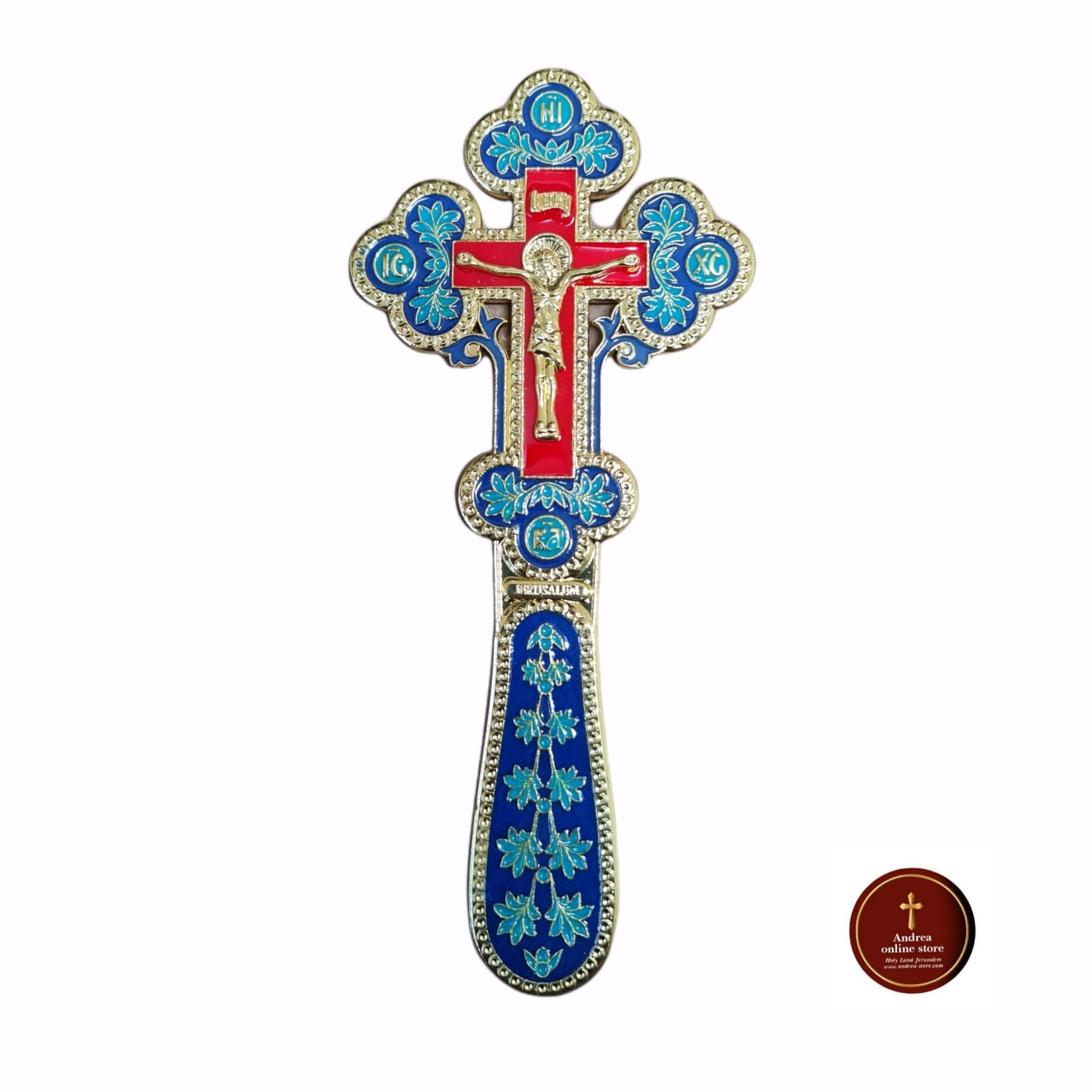 Blessing cross for father size 20cm made from metal blue good quality