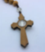 Thumbnail: Saint benedict olive wood rosary with metal icons cord Necklace rosary hand made