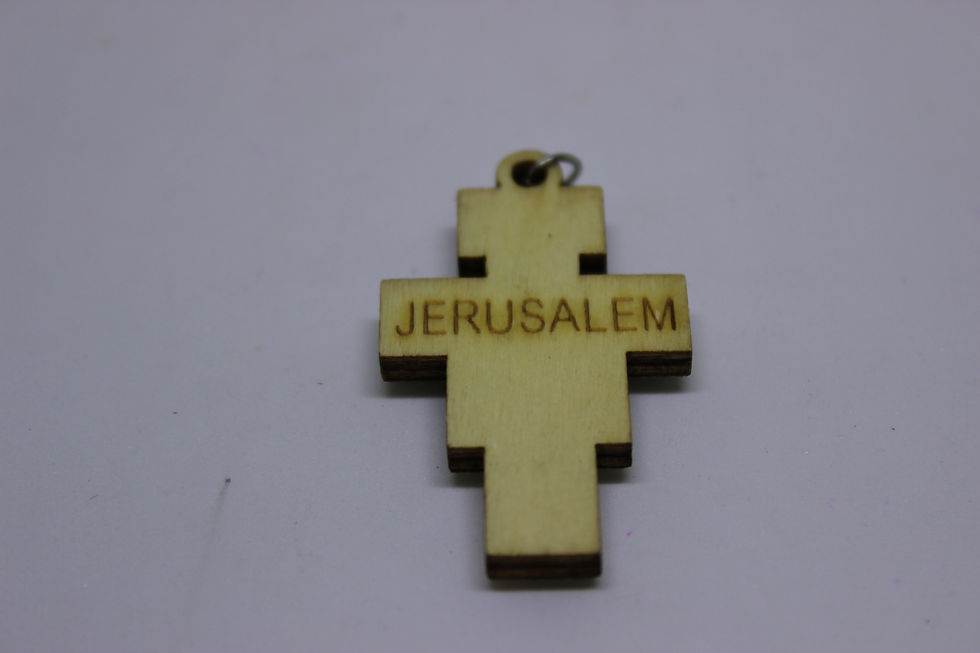 Thumbnail: pendant 5 crosses from metal and wood