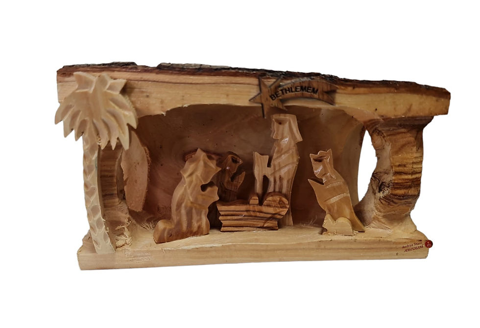 Thumbnail: Nativity Set made from olive tree and put the nativity set inside