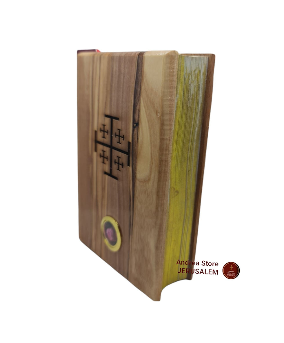 Thumbnail: King James Version Bible olive wood cove hand craft