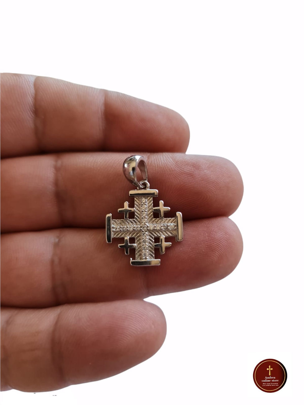 Thumbnail: Sterling Silver Jerusalem Crusader Cross Pendant 2.5*2cm