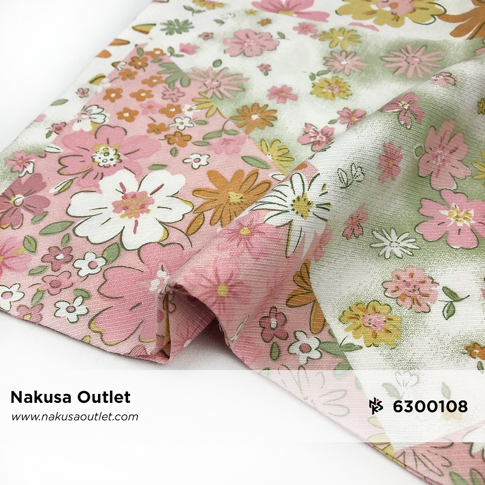 縮圖：Kain Katun Combed 30s Premium Motif Printing Bunga (Fabric Dyed) 01A