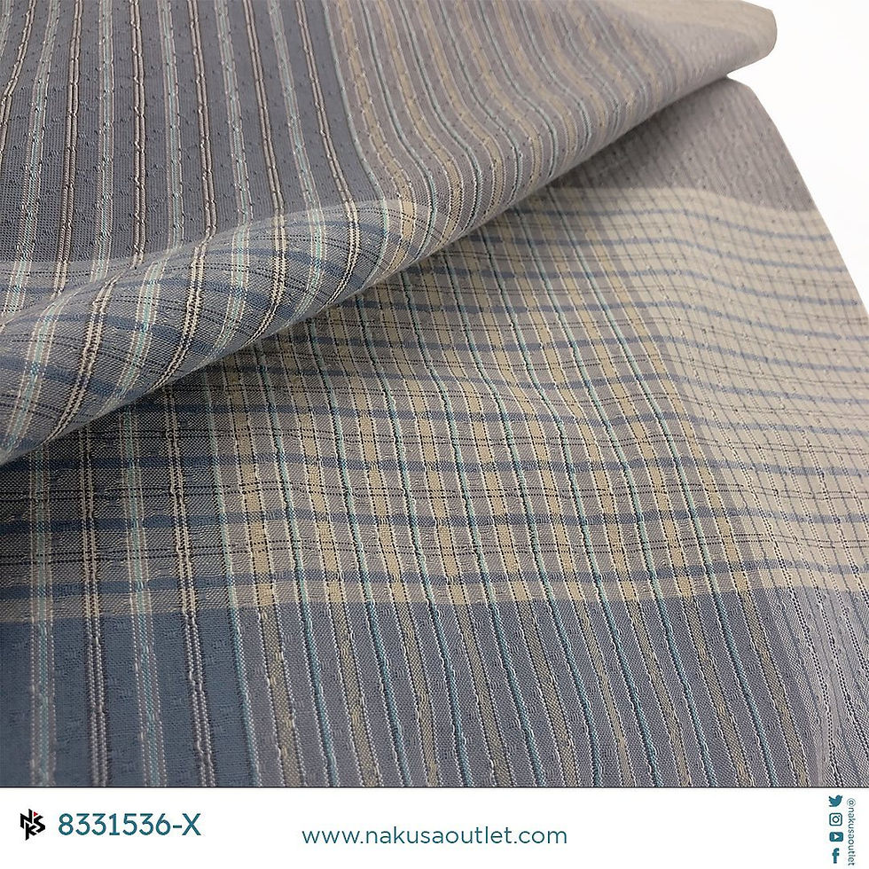 サムネイル： Deskripsi Produk  Kain Katun Motif Benang Berwarna (Yarn Dyed) Seri 40 Lebar kai