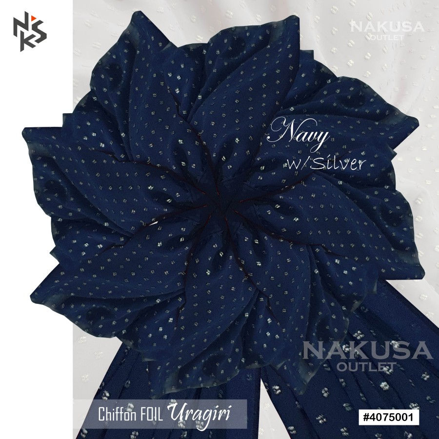Miniatura: Kain Polyester Premium Motif Uragiri Dengan Gold & Silver Foil 01B - Cobalt Silv