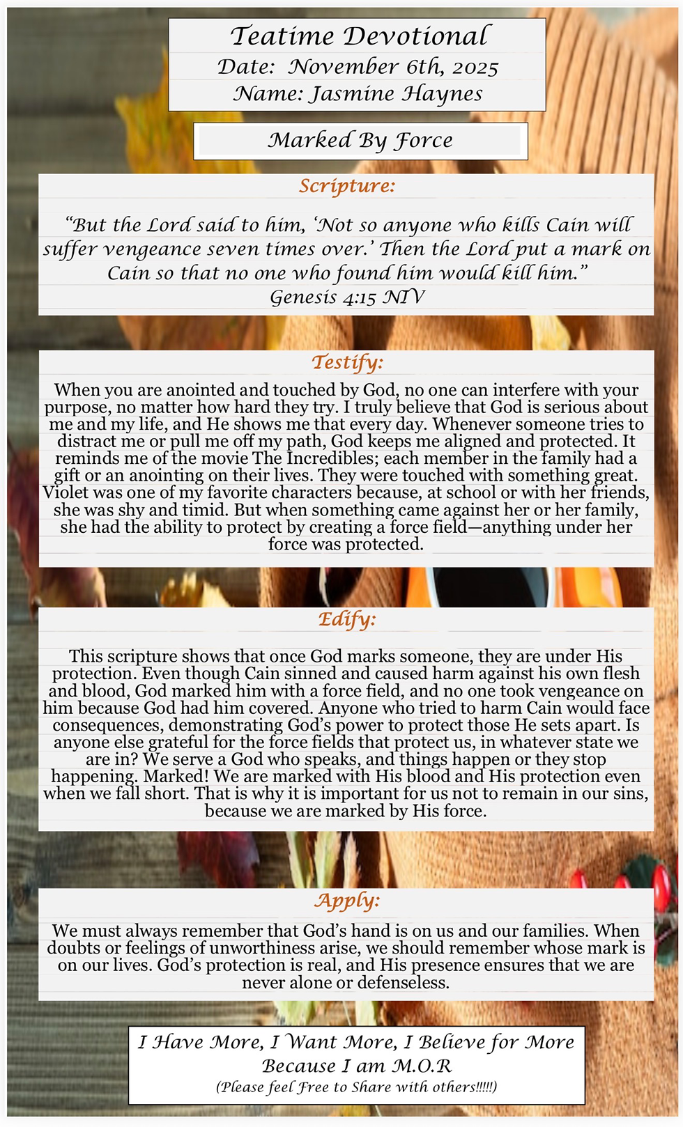 TeaTime Devotional November 6th, 2025