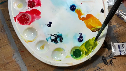 Preparo il verde in tavolozza 