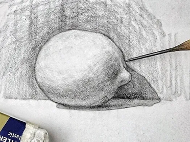 Disegno di un limone a matita con tratteggio e ombreggiatura – esercizio base di disegno