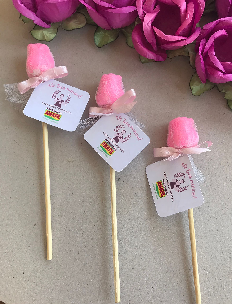 Miniatura: Lembrancinha Sabonete botão de rosa com caule, fita e tag