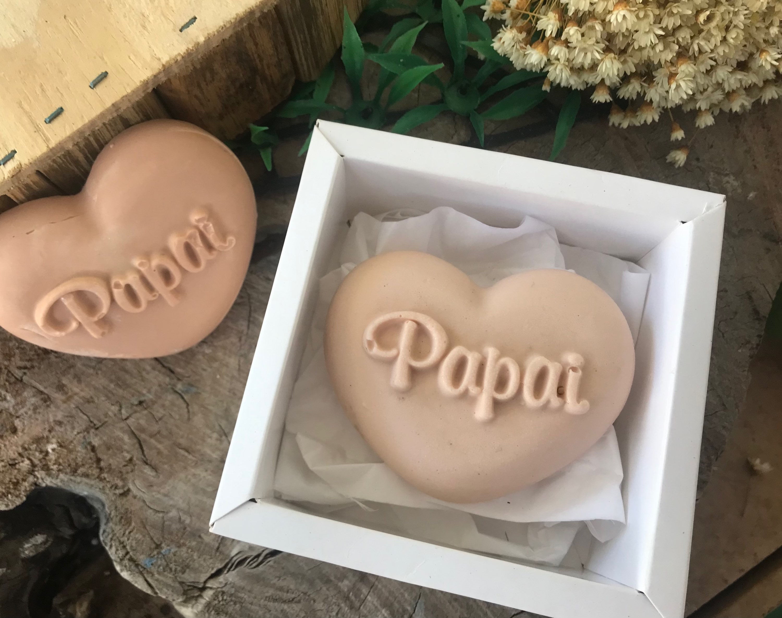 Lembrancinha caixinha com Sabonete Coração do Papai