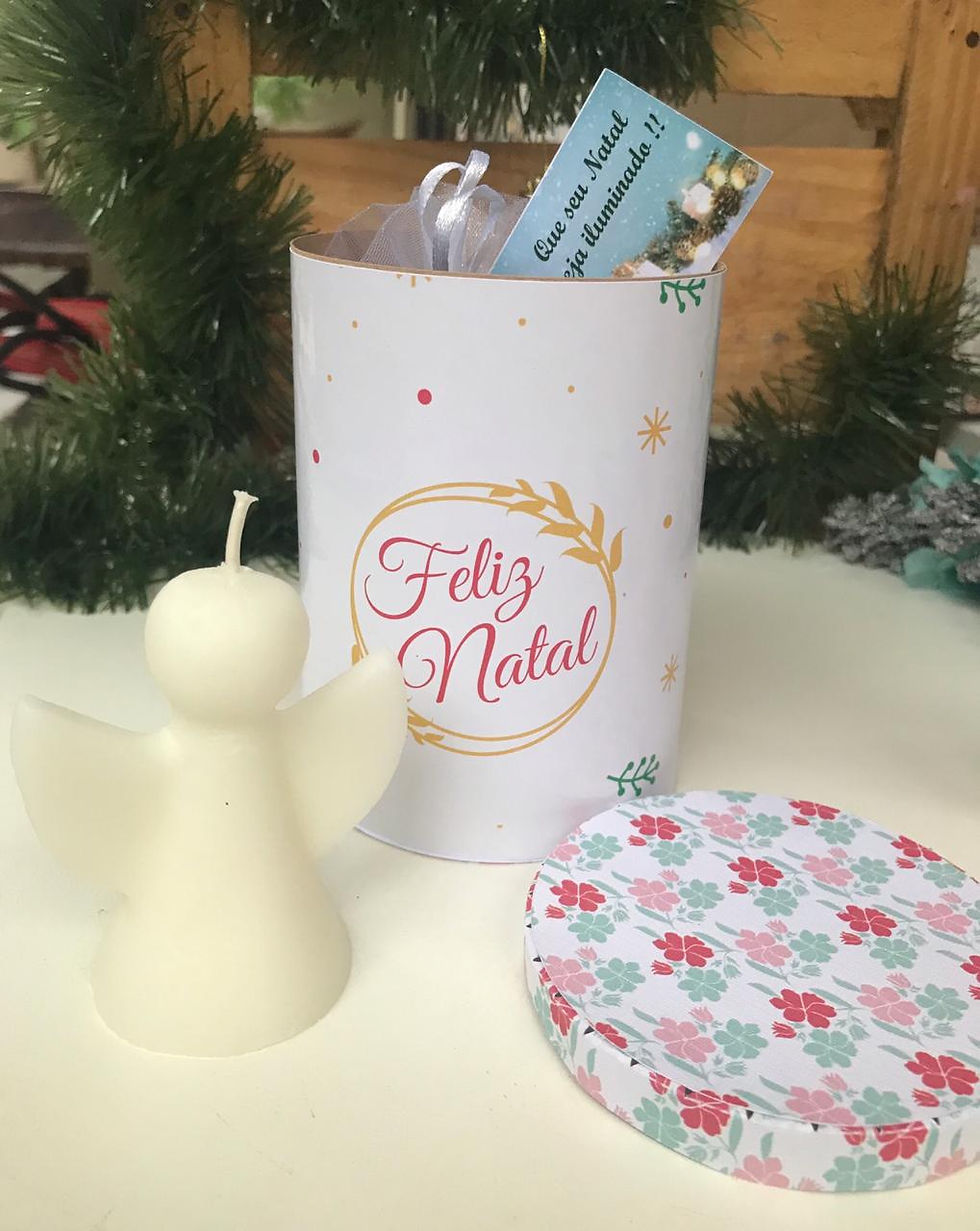 Lembrancinha Natalina Vela Anjo Cone na Tubo lata (unidade)