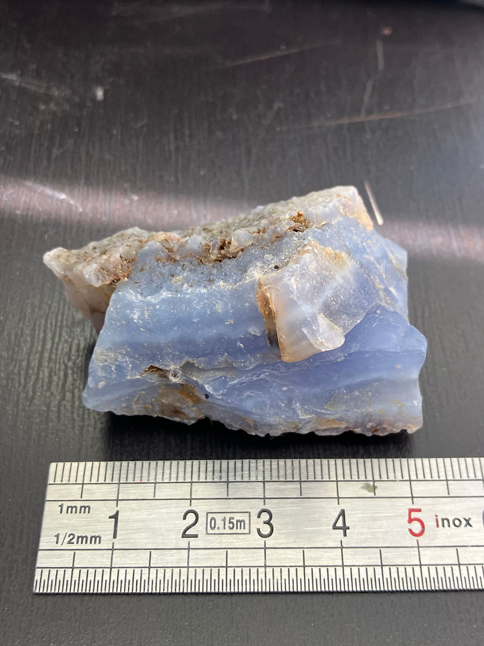 Miniature : Agate calcédoine bleue – brut – 5x3x3cm - 57gr. - Trestia, Roumanie Réf. CALT1