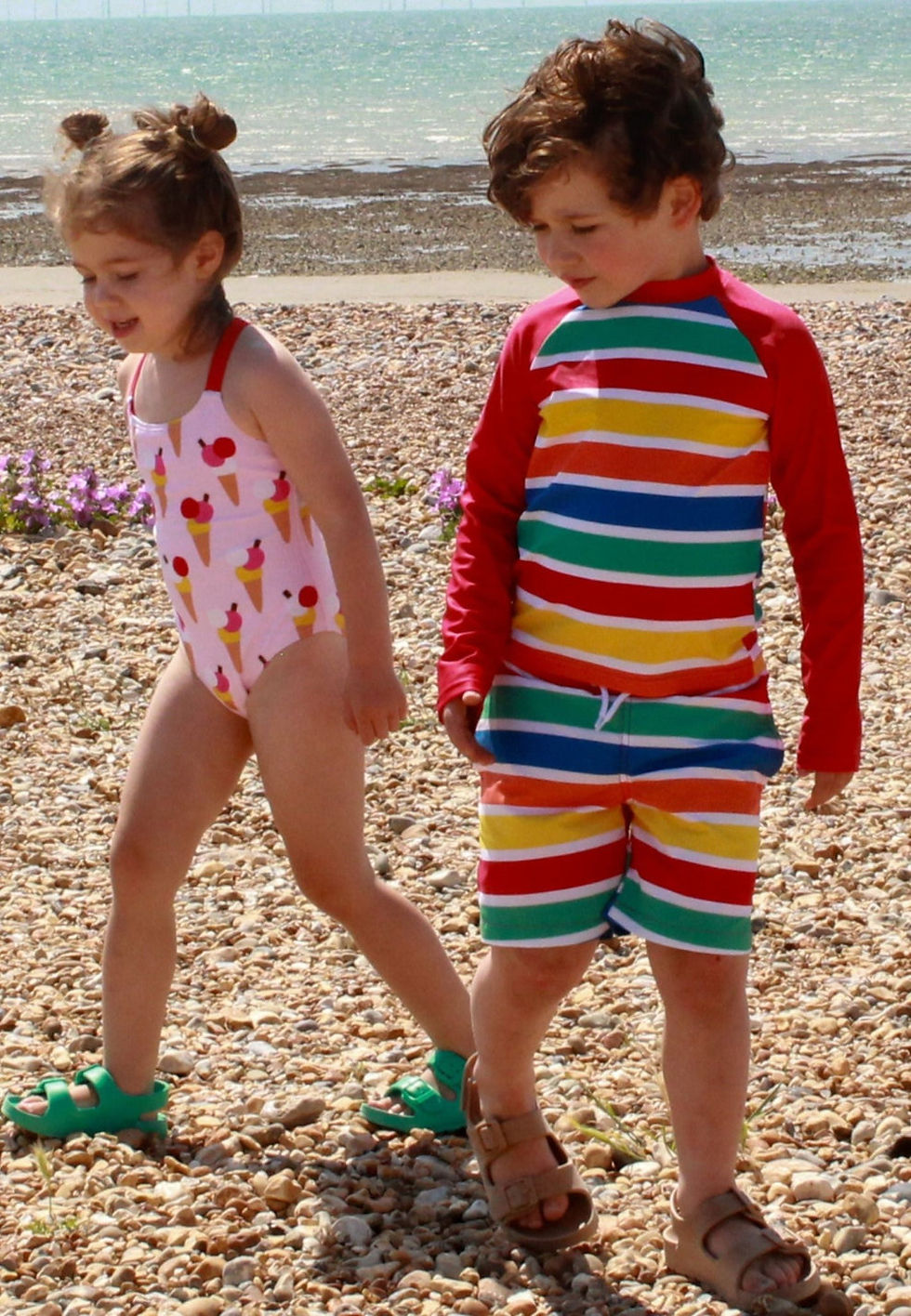 Thumbnail: Happy Stripe Swim Rash Vest and Shorts 7-8yrs