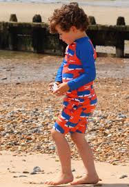 Thumbnail: Whale Waves Print Kids' Rash Vest & Shorts Set
