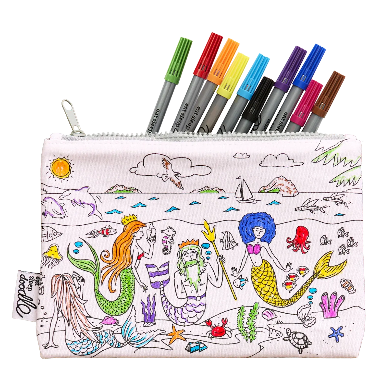 Reusable Colouring Mermaid Pencil Case