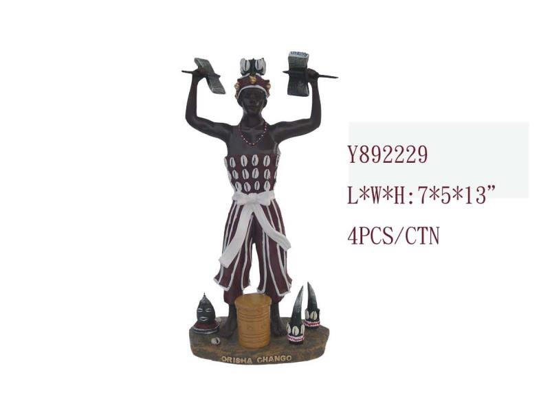 CHANGO ORISHA STATUE W/ AXES 13''